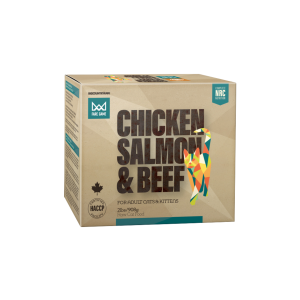 Big Country Raw Fare Game Poulet, Saumon et Boeuf 2 lbs