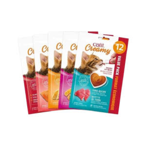 Catit Creamy Protéines Variées - Paquet de 12 Tubes