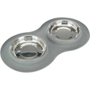 Trixie Bol Double Silicone/Stainless Gris