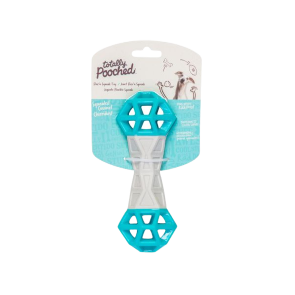 Totally Pooched Flex n'Squeak Haltere Gris & Bleu 7''