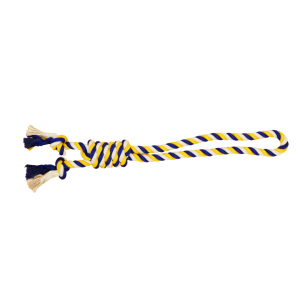 Bud'z Jouet De Corde Pour Chien, Double Avec Boucle Et Noeud Coulant - Large, Bleu Et Jaune 70cm