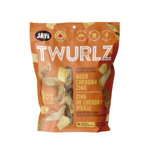 Jay's Twurlz, Peaux De Porc Séchées à L'air Pour Chien, Cheddar Vieilli 75g