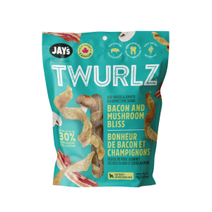 Jay's Twurlz, Peaux De Porc Séchées à L'air Pour Chien, Bacon & Champignons 75g